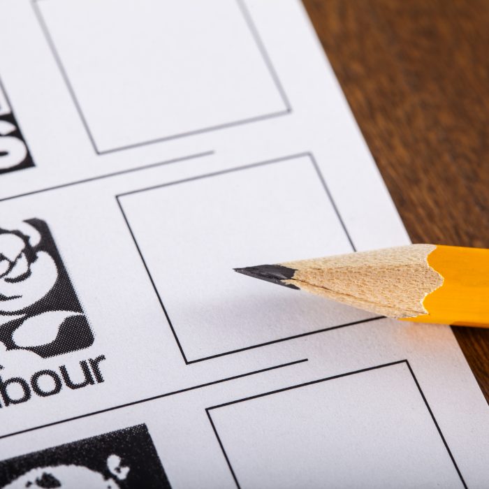 Imager header displaying a ballot featuring the Labour Party logo. A pencil is seen hovering above the logo.
